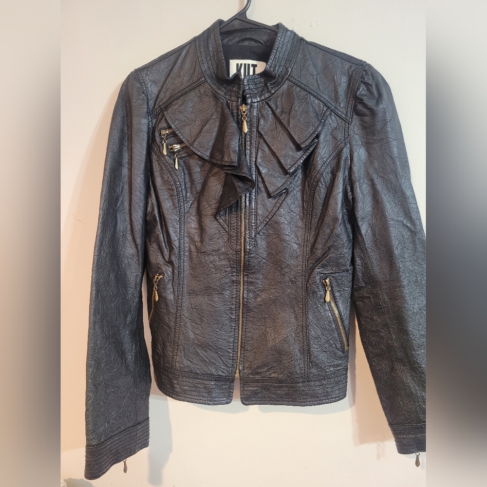 Kut from the Kloth Charcoal Leather Jacket